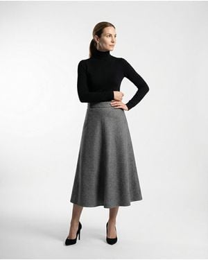 Brunello Cucinelli Wool Midi Skirt - Black
