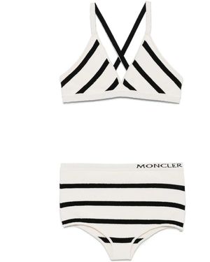 Moncler Striped Cotton Beachwear - White