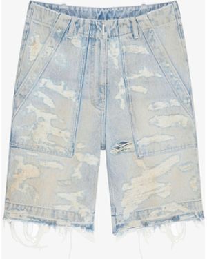 Givenchy Light Distressed Cargo Shorts - Blue
