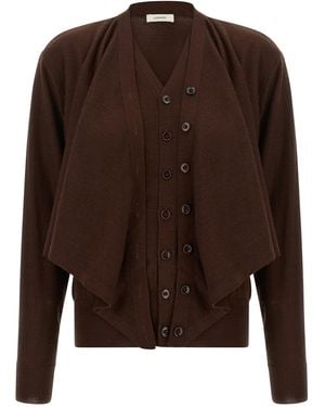 Lemaire 'Trompe L'Oeil' Effect Cardigan - Brown