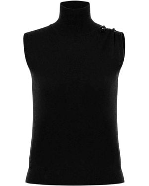Alberta Ferretti Funnel Neck Sleeveless Top - Black