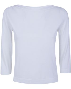 Nuur Boat Neck 3/4 Sleeves Sweater - White