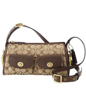 COACH "Haversack 27" Canvas Shoulder Bag - Brown