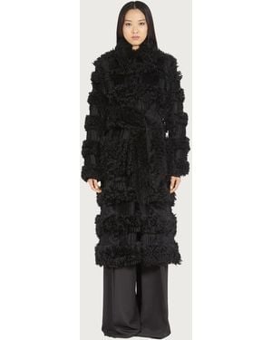 Ferragamo Shearling-Effect Coat - Black