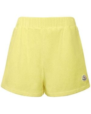 Moncler Logo Patch Terry Mini Shorts - Yellow