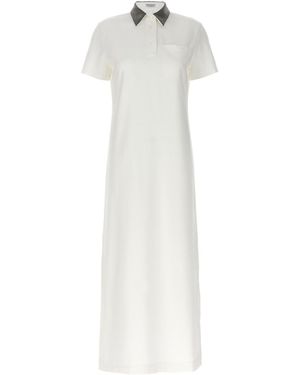 Brunello Cucinelli Off Polo Collar Dress - White