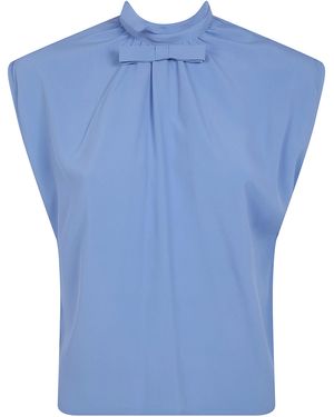 DR. HOPE Silk Blend Bow Blouse - Blue