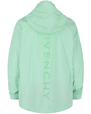Givenchy Logo Printed Hooded Windbreaker - Green