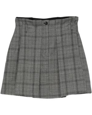 Tela Check-Pattern Pleated Mini Skirt - Gray