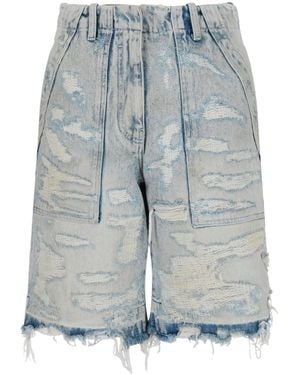 Givenchy Distressed Denim Shorts - Blue