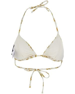 Versace Bikini Top With Chain Print - White