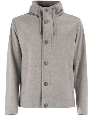 Herno Wool-Effect Hooded Jacket - Gray