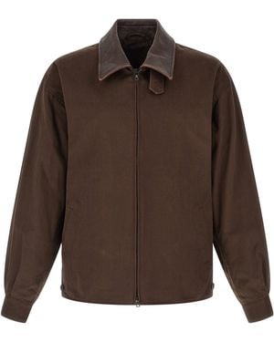 Ssstein Leather Collar Jacket Puffer Jackets - Brown