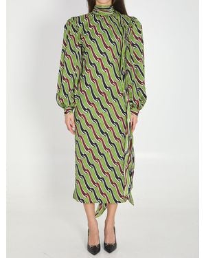 Gucci Printed Silk Dress - Green