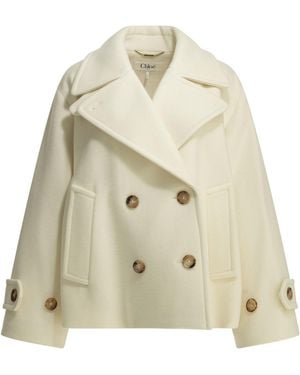 Chloé Short Wool Coat - Natural
