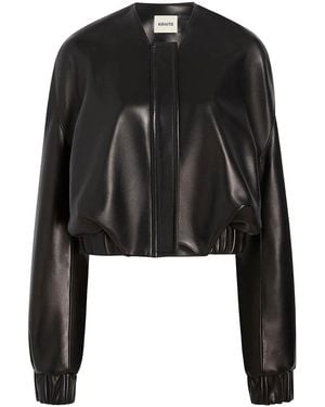 KHAITE Cordan Leather Bomber Jacket - Black