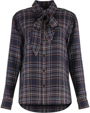 Saint Laurent Check Pattern Shirt - Blue