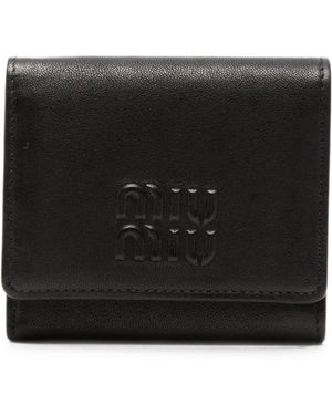 Miu Miu Logo-Embossed Trifold Wallet - Black