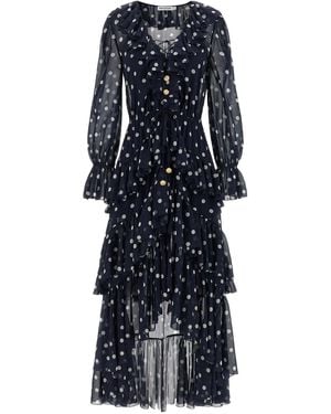 Self-Portrait Self Portrait 'Polka Dot Georgette Ruffle Maxi' Dress - Blue