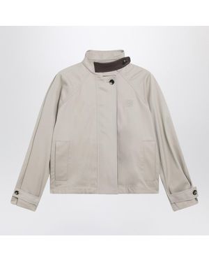 Loewe Short Cotton And Silk Parka - Gray