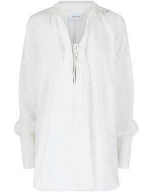 Ferragamo Silk-Blend Tunic Top - White