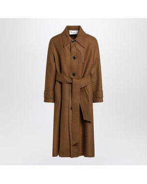 Ami Paris Hazelnut Wool Coat - Brown