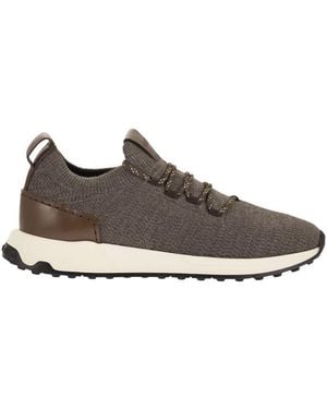 Tod's Technical Fabric Sneakers With Leather Inserts - Brown
