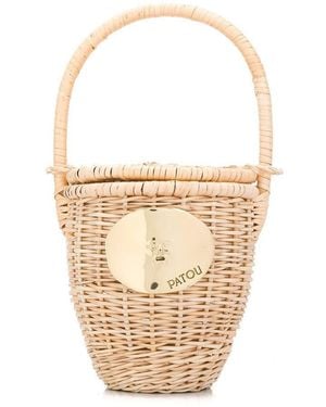 Patou Wicker Bucket Bag - White