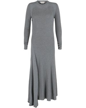McQueen Long Sleeve Jersey Knit Dress - Gray