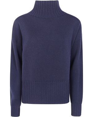 Drumohr Oversized V Neck Sweater - Blue