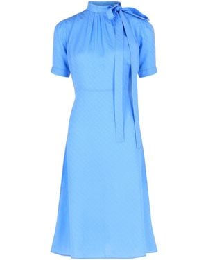 Givenchy Monogram-Jacquard Silk Midi Dress - Blue