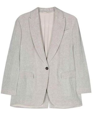 Brunello Cucinelli Light Linen Blazer - Gray