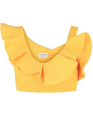 McQueen Ruffled Asymmetrical Cropped Top - Yellow
