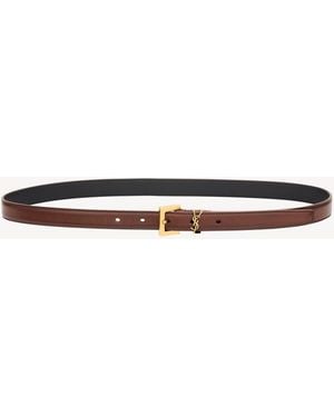 Saint Laurent Cassandre Leather Belt - Brown