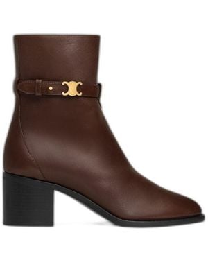 Celine Triomphe Strap Oak Calfskin Boot - Brown