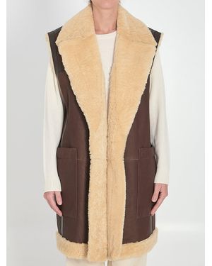 Bottega Veneta Shearling Long Vest - Natural