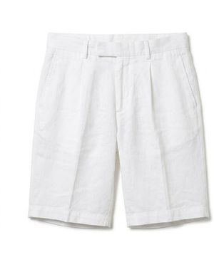 Devore Cotton Front Pleats Shorts - White