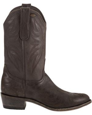 Mexicana "Aguila Mex" Embroidered Western Boots - Brown