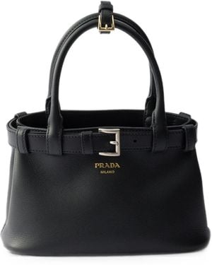 Prada Small Buckle-Detail Leather Shoulder Bag - Black