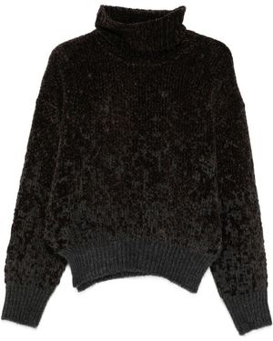 Alysi Chenille Turtle-Neck Sweater - Black