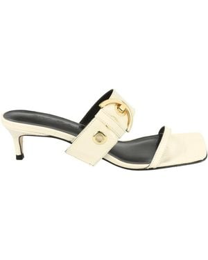 BY FAR Bettina Croc Embossed Mules - White