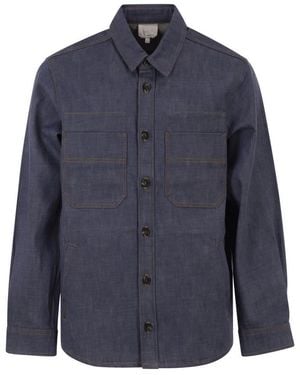 A.P.C. Cotton Denim Shirt With Patch Pockets - Blue
