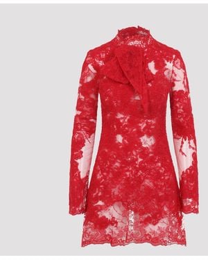 Ermanno Scervino Lace Mini Dress - Red
