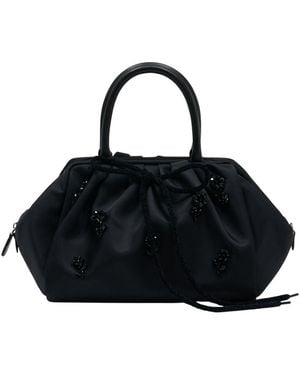 Simone Rocha Gathered Top Handle Bag W/ Emb - Black