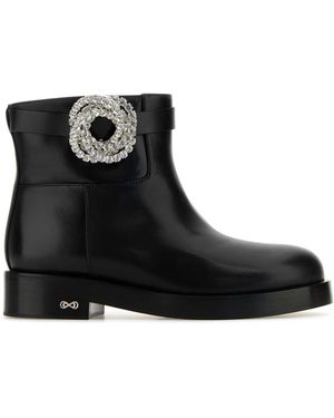 Mach & Mach Mach&Mach Leather Galaxy Ankle Boots - Black