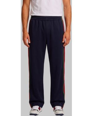 Gucci Silk Cotton Track Pants With Web - Blue