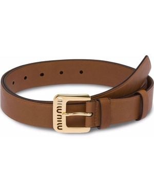 Miu Miu Logo-Engraved Buckle Belt - Brown