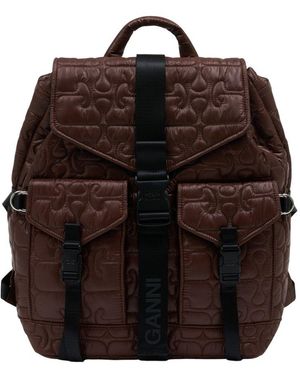 Ganni Re Tech Quilted Backpack - Brown