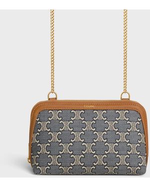 Celine Triomphe Pouch With Chain - Gray
