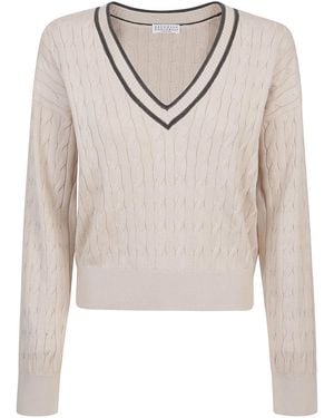 Brunello Cucinelli Cable Knit Sweater - Natural